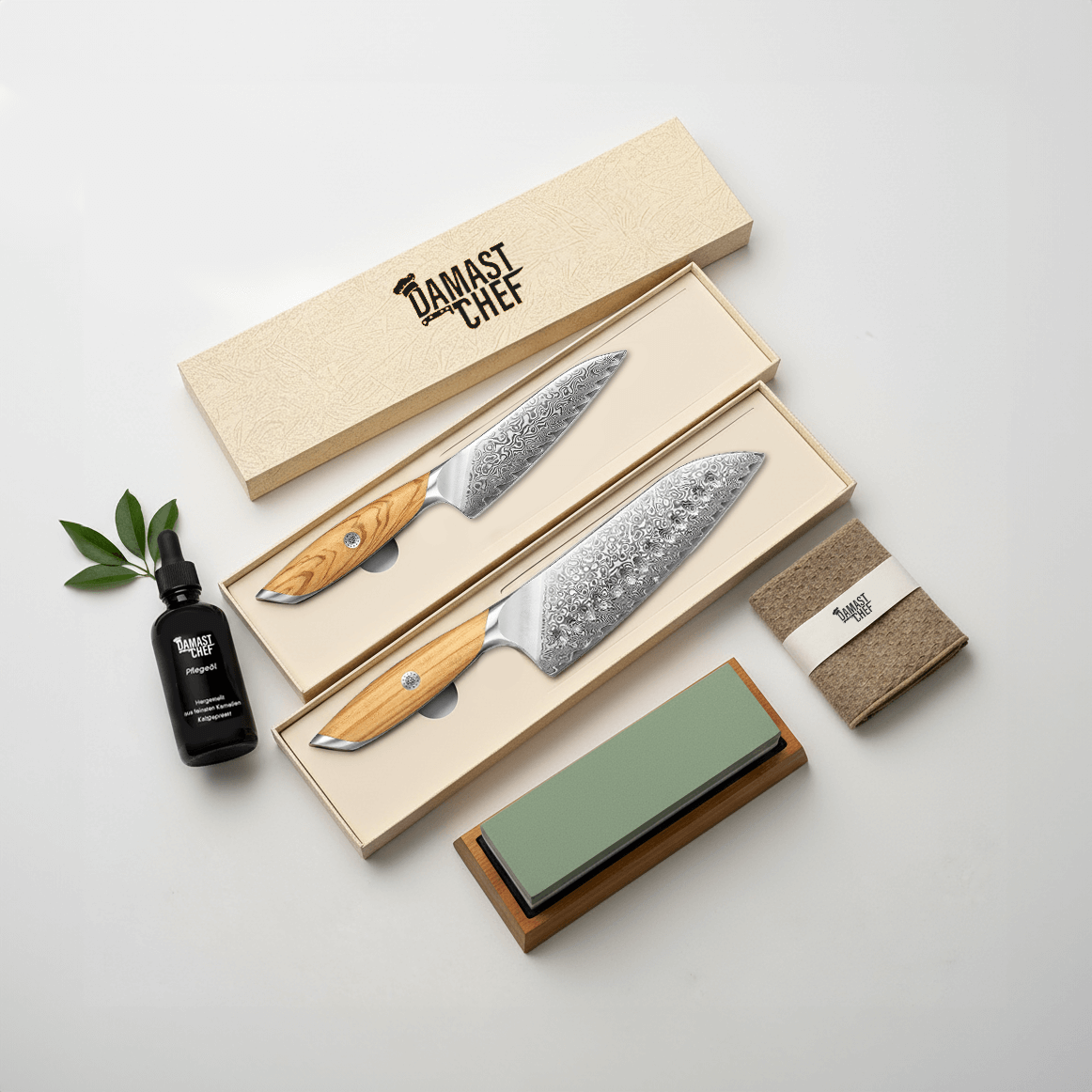 Damastmesser Küchen-Set – 5-teiliges Profi Kochmesser Set