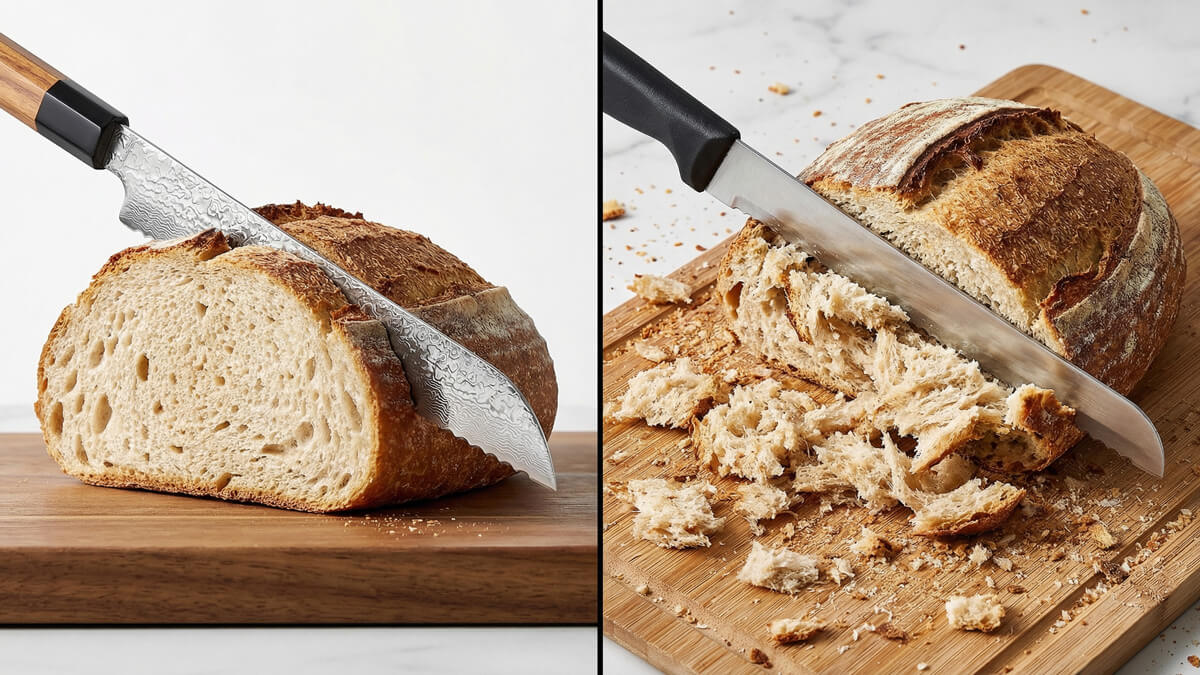 Brotmesser Vergleich beim Brotschneiden